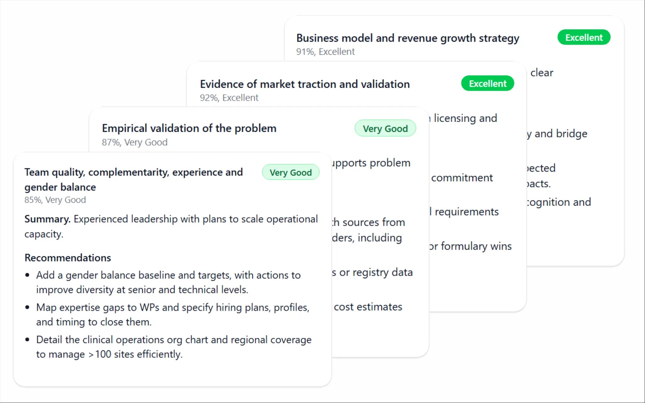 Evaluation sub-criterion recommendations screenshot